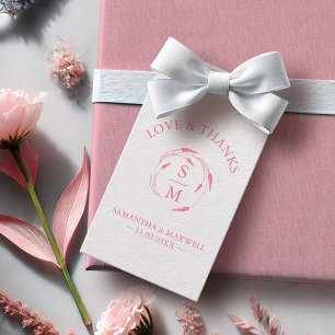 Monogrammade Märkre för minimalistisk Rosa-bröllop Presentetikett