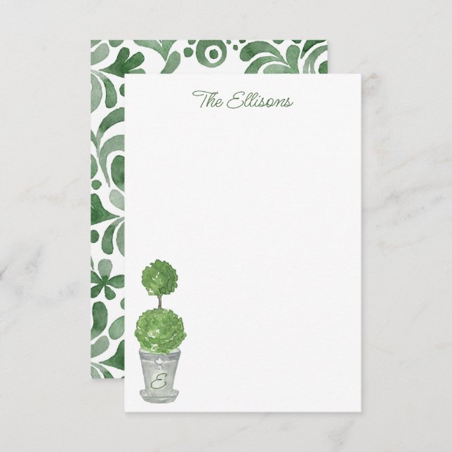 Monogrammade pipettkort för vattenfärg tack kort (Fram/baksida)