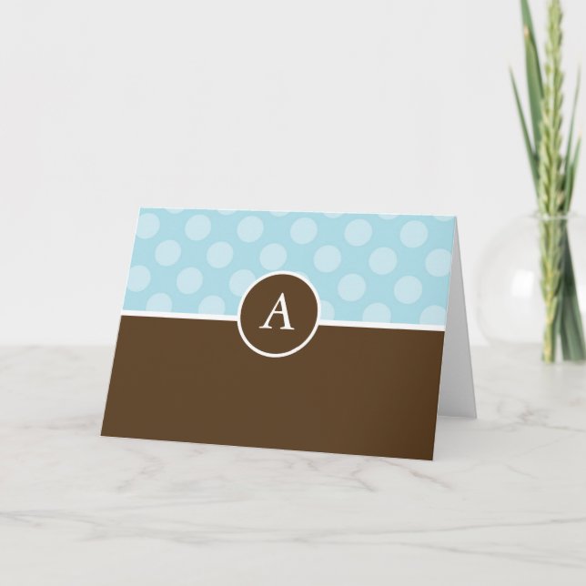 Monogrammade Polka dots Notecards Anteckningskort (Framsida)