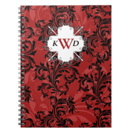 Monogrammade Red Black White-Scrollsar - bärbar da Anteckningsbok