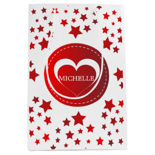 Monogrammade röda stjärnor och hjärta