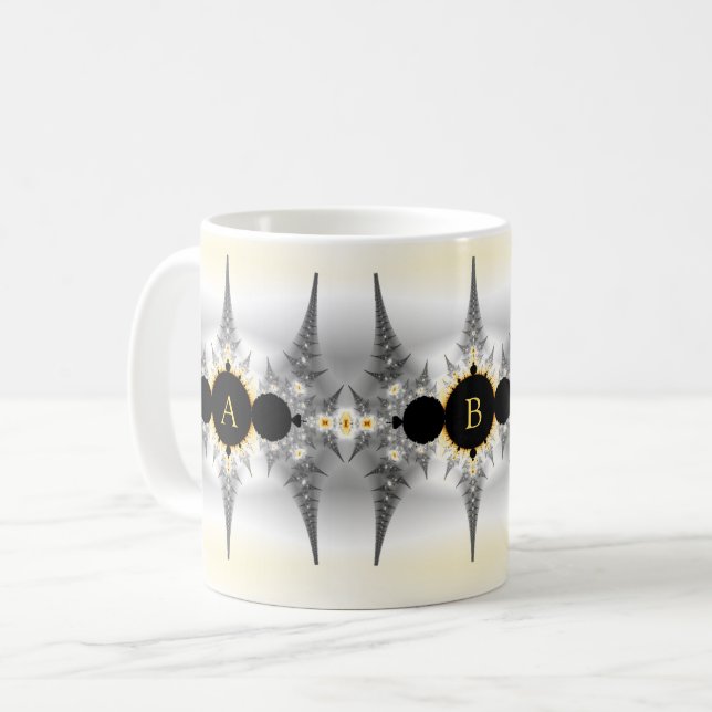 Monogrammade Silver Fractal-Spiken Kaffemugg (Framsida vänster)