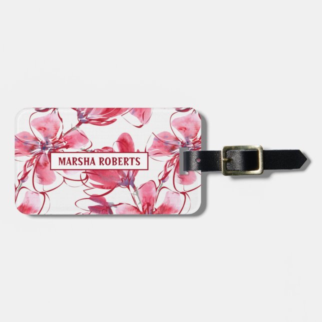 Monogrammade vattenfärgsblommor bagagebricka (Horisontell Framsida)