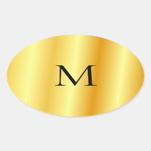Monogrammall Faux Guld Modern Elegant Ovalt Klistermärke