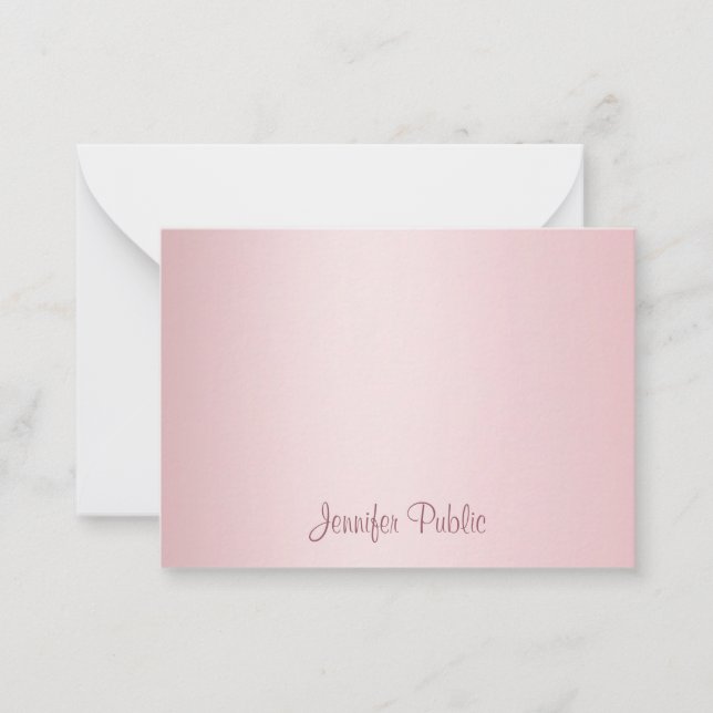 Monogrammall för Calligraphy-skript i ro Guld Anteckningskort (Framsida)