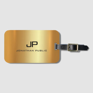Monogrammall för Elegant för personlig Guld Bagagebricka