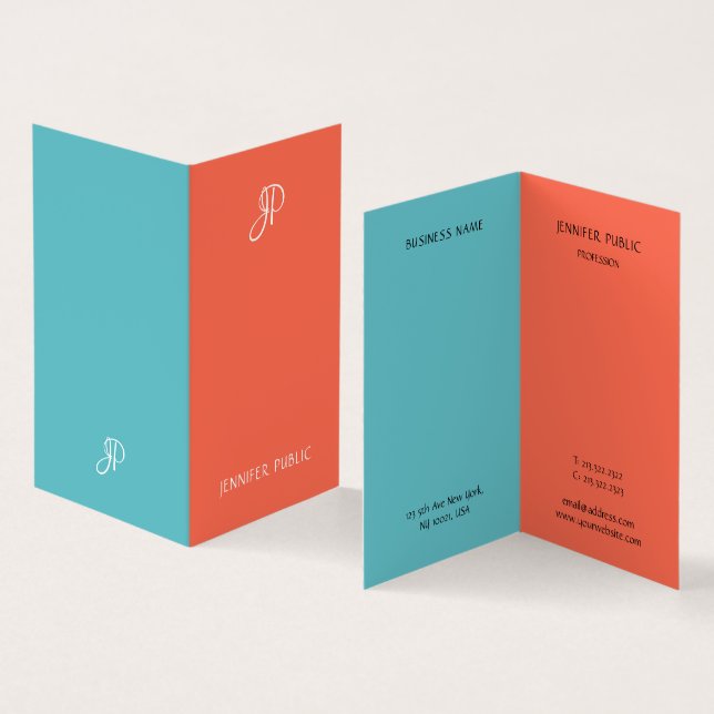 Monogrammall för Professionellen elegant Färg Visitkort (In- och utsida)