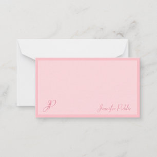 Monogrammall för Rosa Calligraphy-skript Anteckningskort