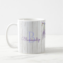 Monogrammall för Rustik lavender-blomning Kaffemugg