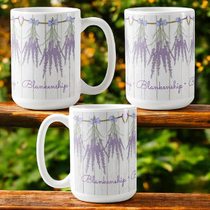 Monogrammall för Rustik lavender-blomning Kaffemugg