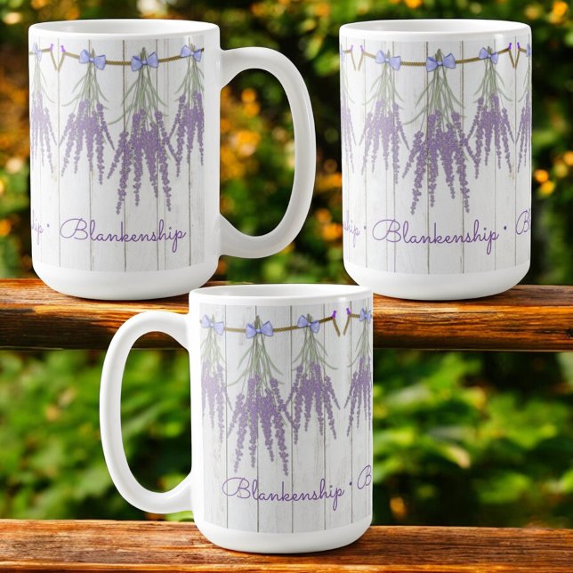 Monogrammall för Rustik lavender-blomning Kaffemugg (views around this 15 oz mug with template tags)