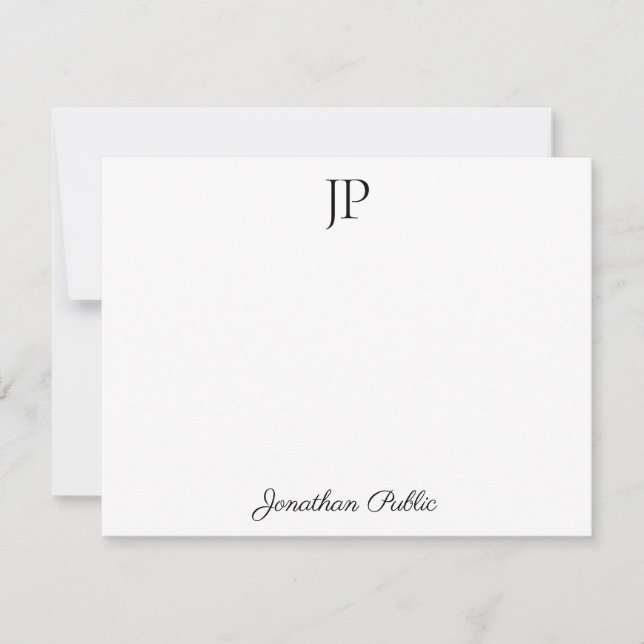 Monogrammall för Snyggt av calligrafi-skript Anteckningskort (Framsida)