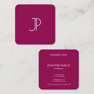 Monogrammall för Trend Färg Viva Magenta Elegant Fyrkantigt Visitkort