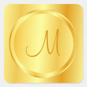 Monogrammall Mall Elegant Falsk Guld Modern Fyrkantigt Klistermärke