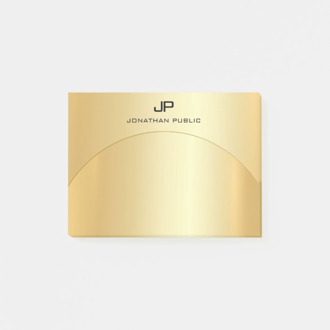 Monogrammall Trendig Guld-Elegant för utseende Post-it Block (Framsida)