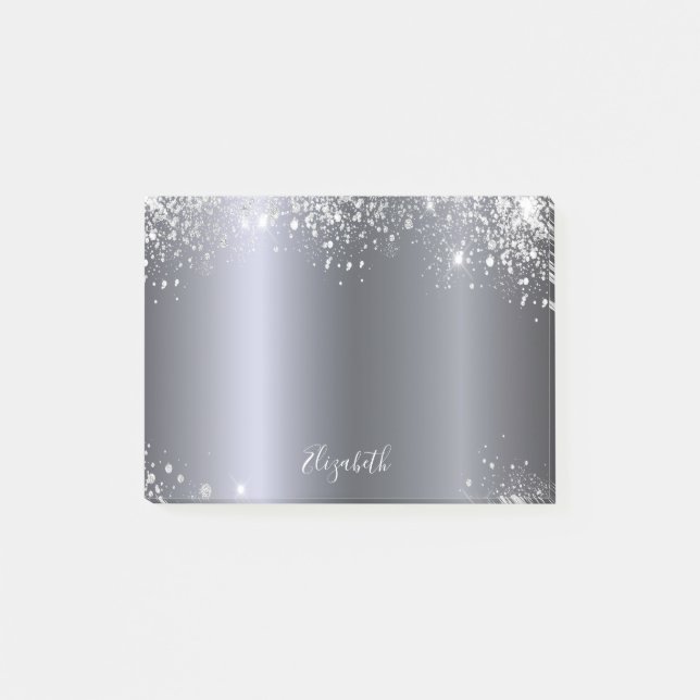 Monogrammanus silver glitter post-it block (Framsida)