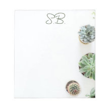 Monogrammat Anteckningsblock med Succulents