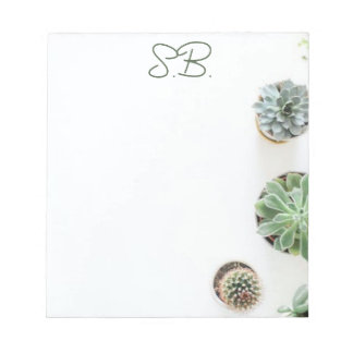 Monogrammat Anteckningsblock med Succulents