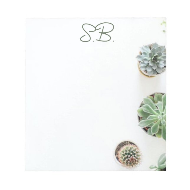Monogrammat Anteckningsblock med Succulents (Framsida)