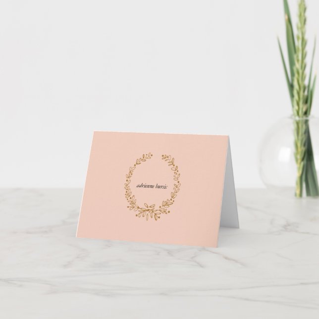 Monogrammat anteckningskort - Guld (Framsida)