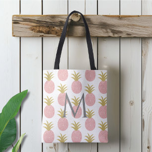Monogrammat av ananas rosa Glitter Tygkasse