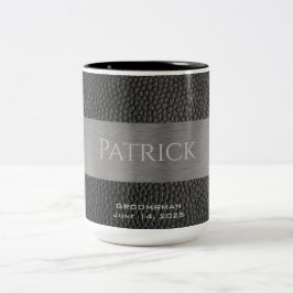 Monogrammat av läder och Metall Två-Tonad Mugg