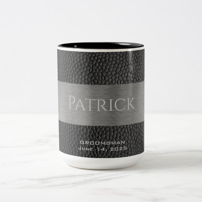 Monogrammat av läder och Metall Två-Tonad Mugg (Center)