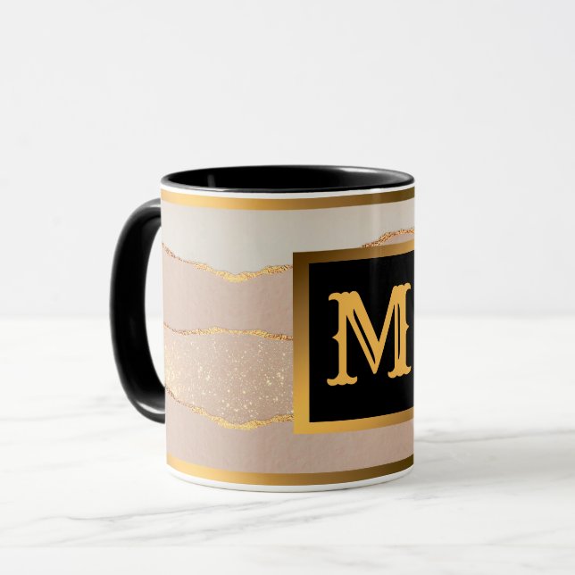 Monogrammat av lyxurummet Glitter Ro Guld Mugg (Framsida vänster)
