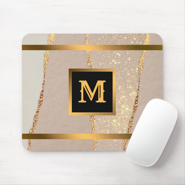 Monogrammat av lyxurummet Glitter Ro Guld Musmatta (Med mus)