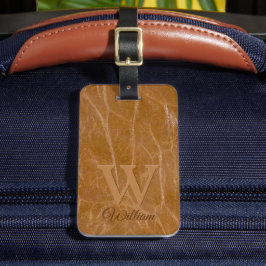 Monogrammat av medelhög ekbrunt kummel Struktur Bagagebricka
