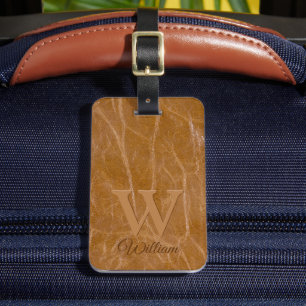Monogrammat av medelhög ekbrunt kummel Struktur Bagagebricka