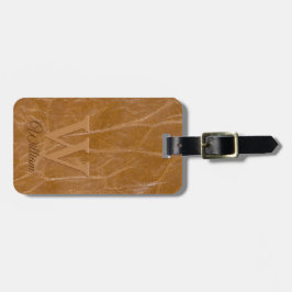 Monogrammat av medelhög ekbrunt kummel Struktur Bagagebricka