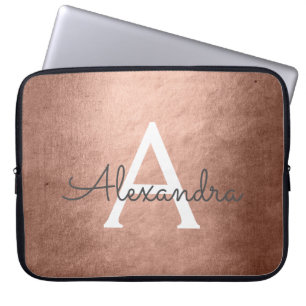 Monogrammat av metallisk fetter i rosa ros Guld Laptop Fodral