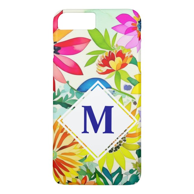 Monogrammat av vattenfärgade blommor Case-Mate iPhone skal (Baksida)