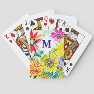 Monogrammat av vattenfärgade blommor casinokort