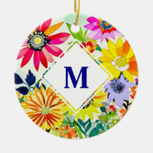 Monogrammat av vattenfärgade blommor