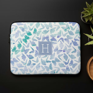 Monogrammat av vattenfärgade fjärilar laptop fodral