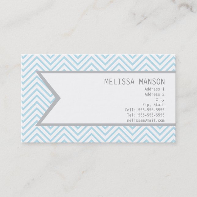 Monogrammat Blue Chevron, Telefonkort Visitkort (Framsida)