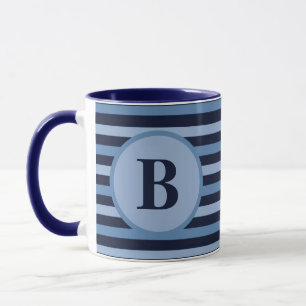 Monogrammat Blue Rand i marinmarinmarinerade och l Mugg