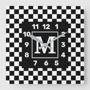 Monogrammat BW-kontrollerat köldlås i fyrkant Fyrkantig Klocka
