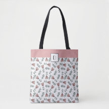 Monogrammat Cute Rosa Blommigt Flowers Mönster