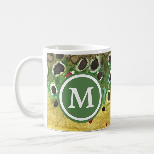 Monogrammat fiske efter öring kaffemugg (Vänster)