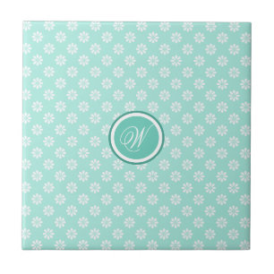 Monogrammat för Daisy för grönt Mint Kakelplatta