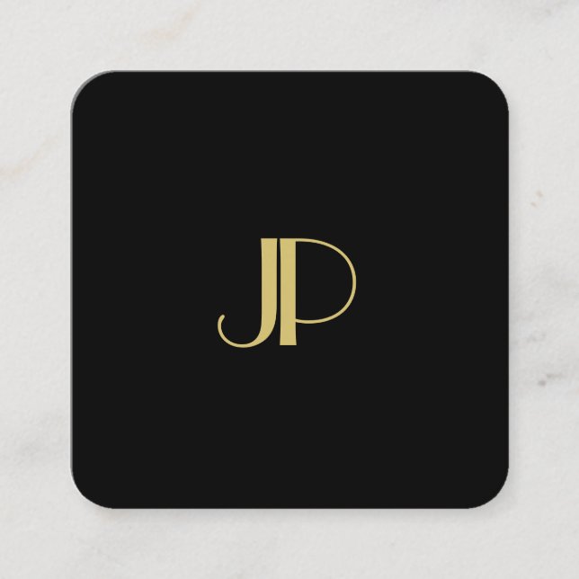 Monogrammat för lyxmodern Elegant Guld Fyrkantigt Visitkort (Framsida)