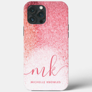 Monogrammat glitter Rosa ros Guld