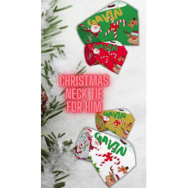 Monogrammat God jul på röd bakgrund | Slips