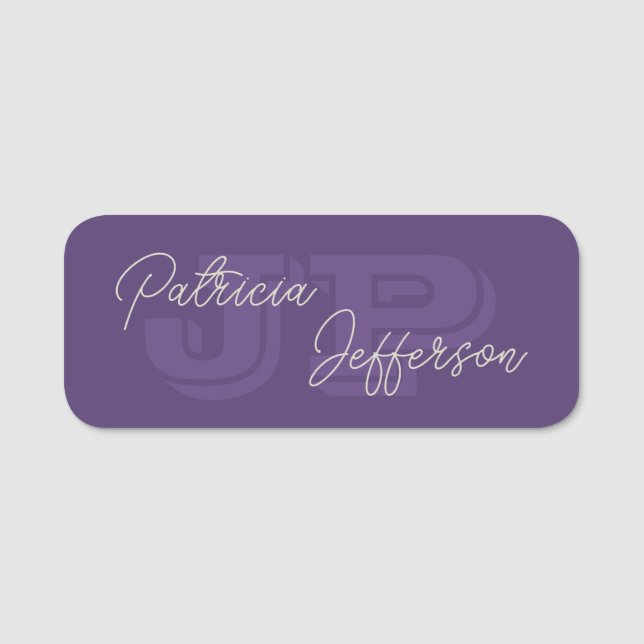 Monogrammat Grape Violet: Handskriven calligrafi Namnbricka (Framsida)
