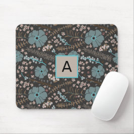 Monogrammat Grått Rosa Blommönster Musmatta