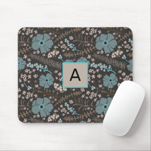 Monogrammat Grått Rosa Blommönster Musmatta