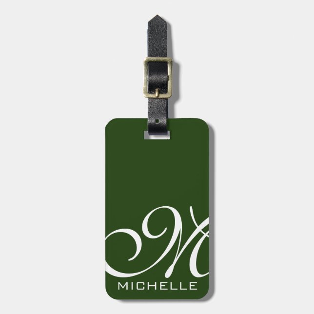 Monogrammat Grönt Bagagebricka (Vertikal Framsida)